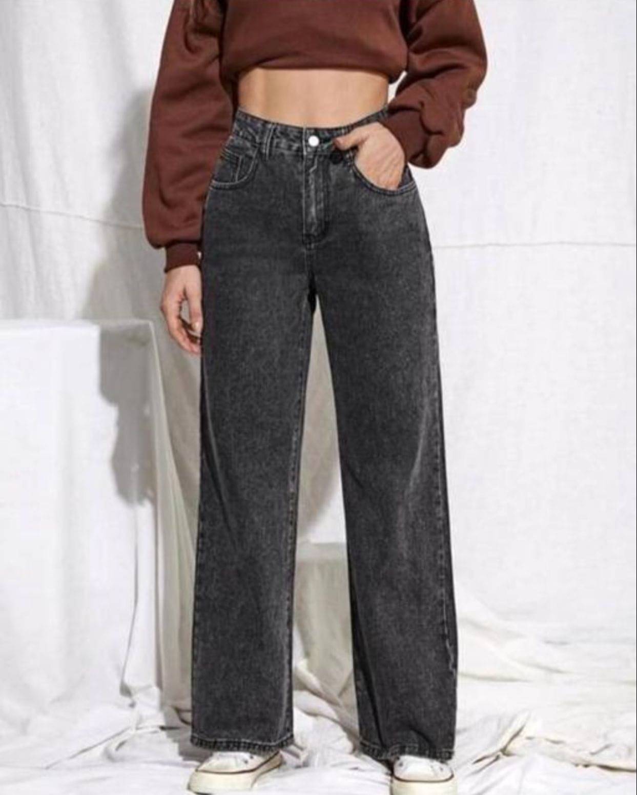     			9x denims Women's Straight Fit High-Rise Jeans ( Dark Grey )