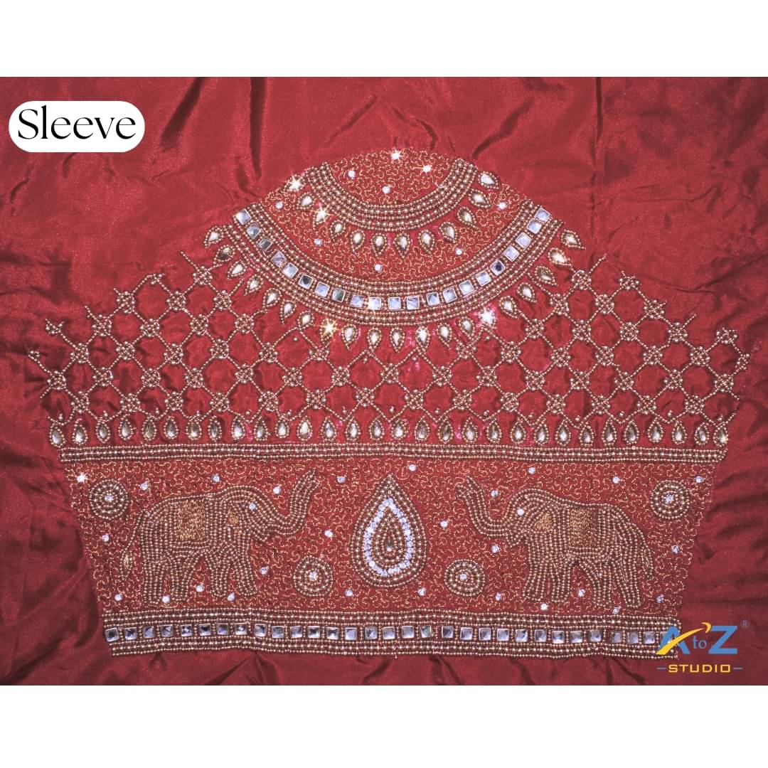     			A to Z Studio Silk Blend Unstitched Round Neck Women's Blouse ( Red )