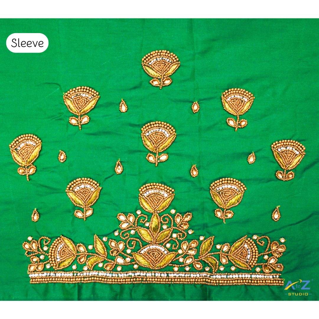     			A to Z Studio Silk Blend Unstitched Round Neck Women's Blouse ( Green )