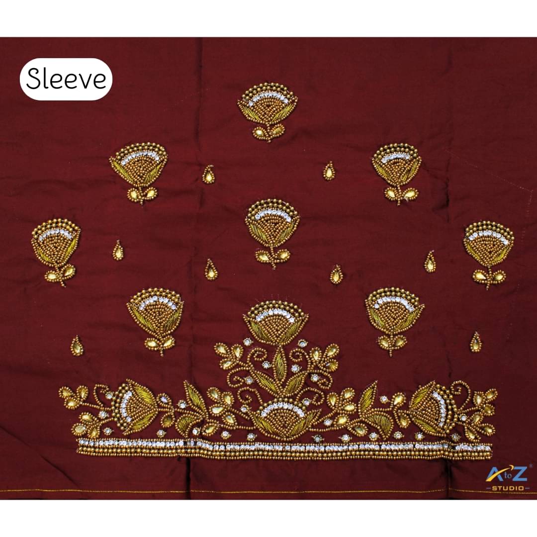     			A to Z Studio Silk Blend Unstitched Round Neck Women's Blouse ( Brown )