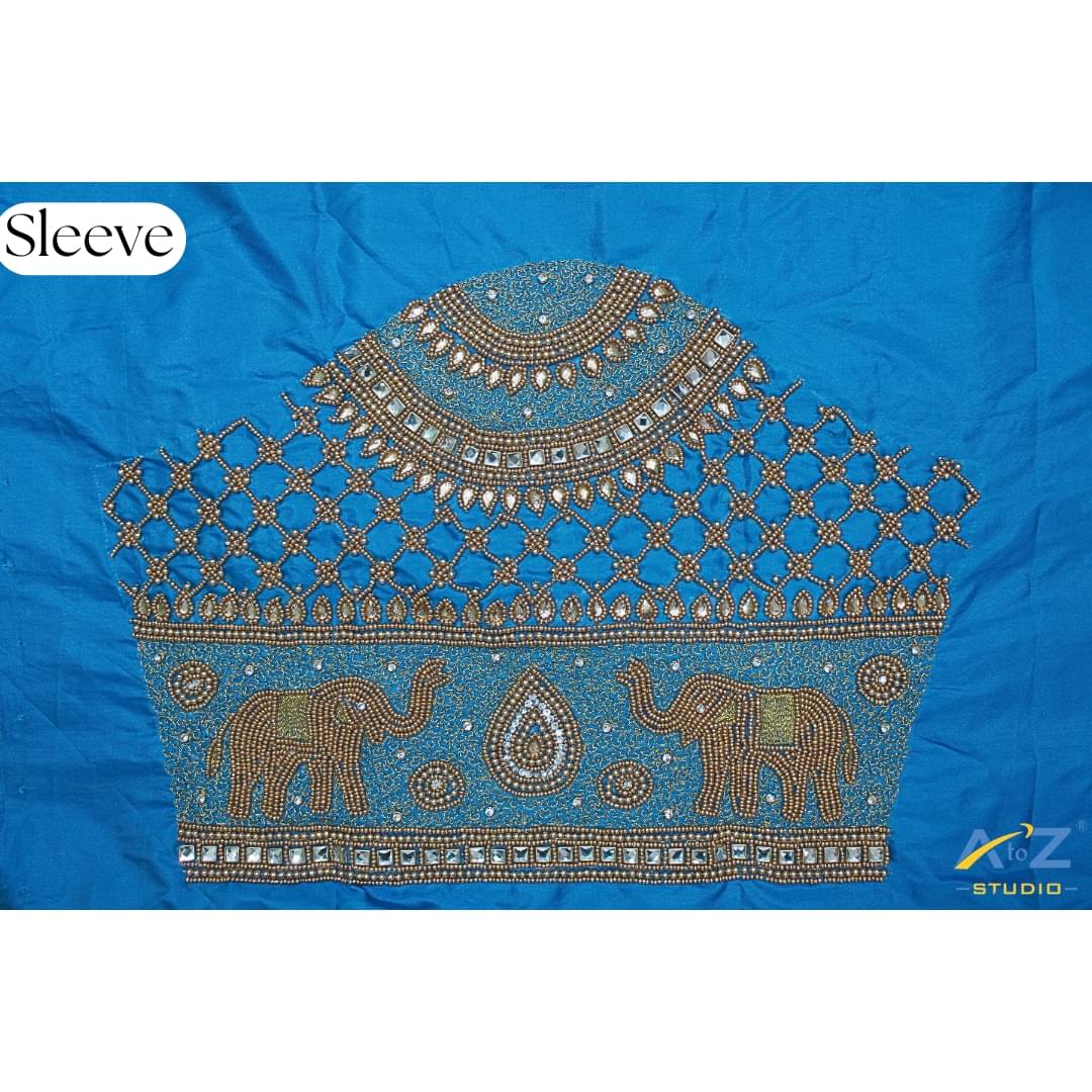    			A to Z Studio Silk Blend Unstitched Round Neck Women's Blouse ( Blue )