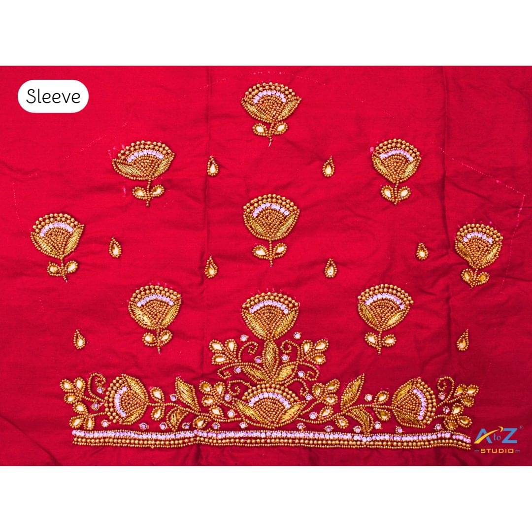     			A to Z Studio Silk Blend Unstitched Round Neck Women's Blouse ( Red )