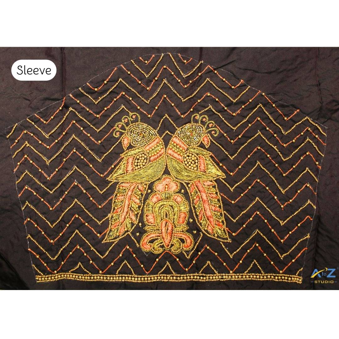     			A to Z Studio Silk Blend Unstitched Round Neck Women's Blouse ( Brown )