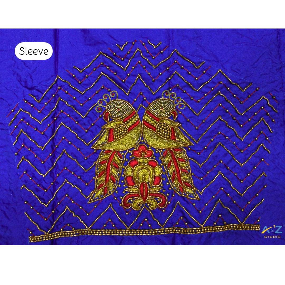     			A to Z Studio Silk Blend Unstitched Round Neck Women's Blouse ( Blue )