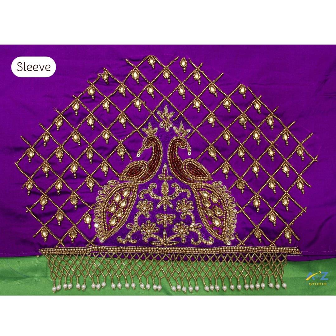     			A to Z Studio Silk Blend Unstitched Round Neck Women's Blouse ( Purple )