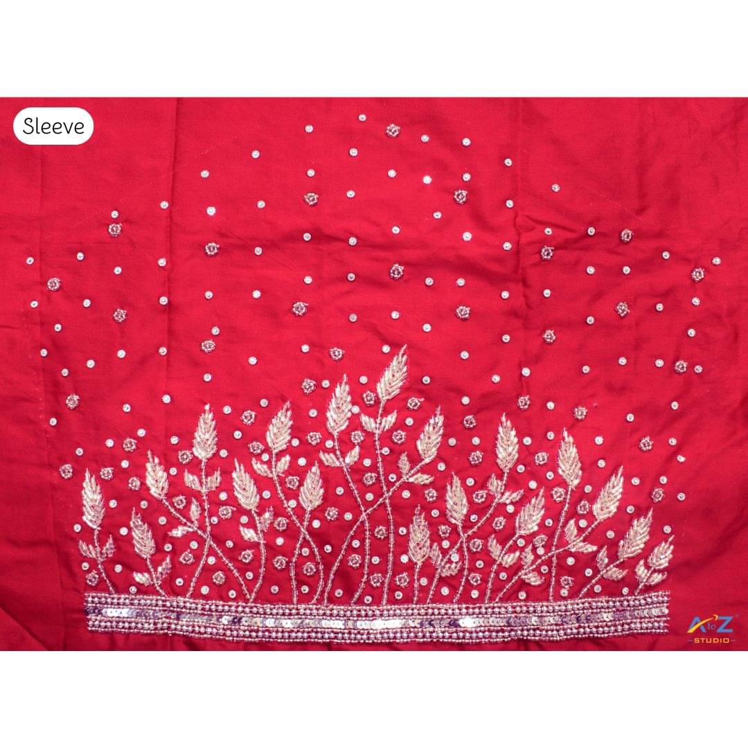     			A to Z Studio Silk Blend Unstitched Round Neck Women's Blouse ( Red )