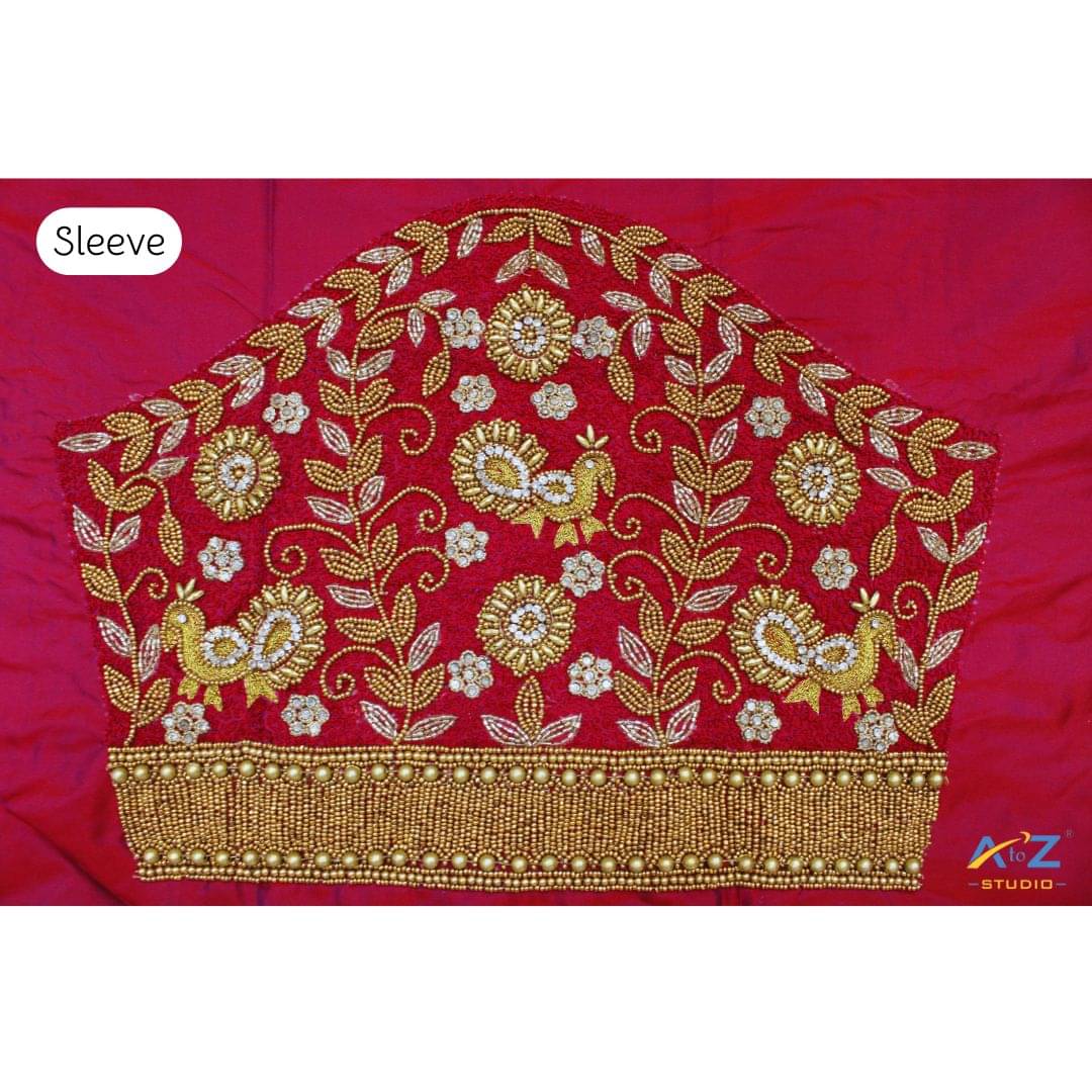     			A to Z Studio Silk Blend Unstitched Round Neck Women's Blouse ( Maroon )