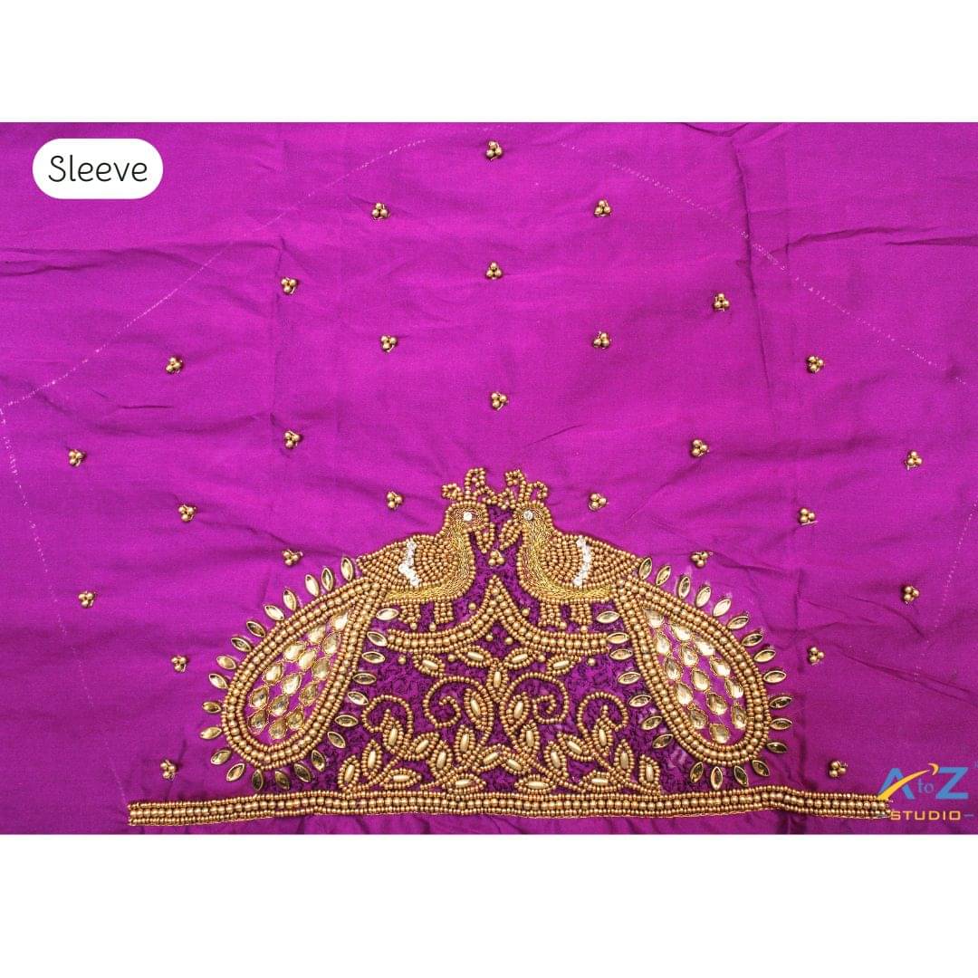     			A to Z Studio Silk Blend Unstitched Round Neck Women's Blouse ( Purple )