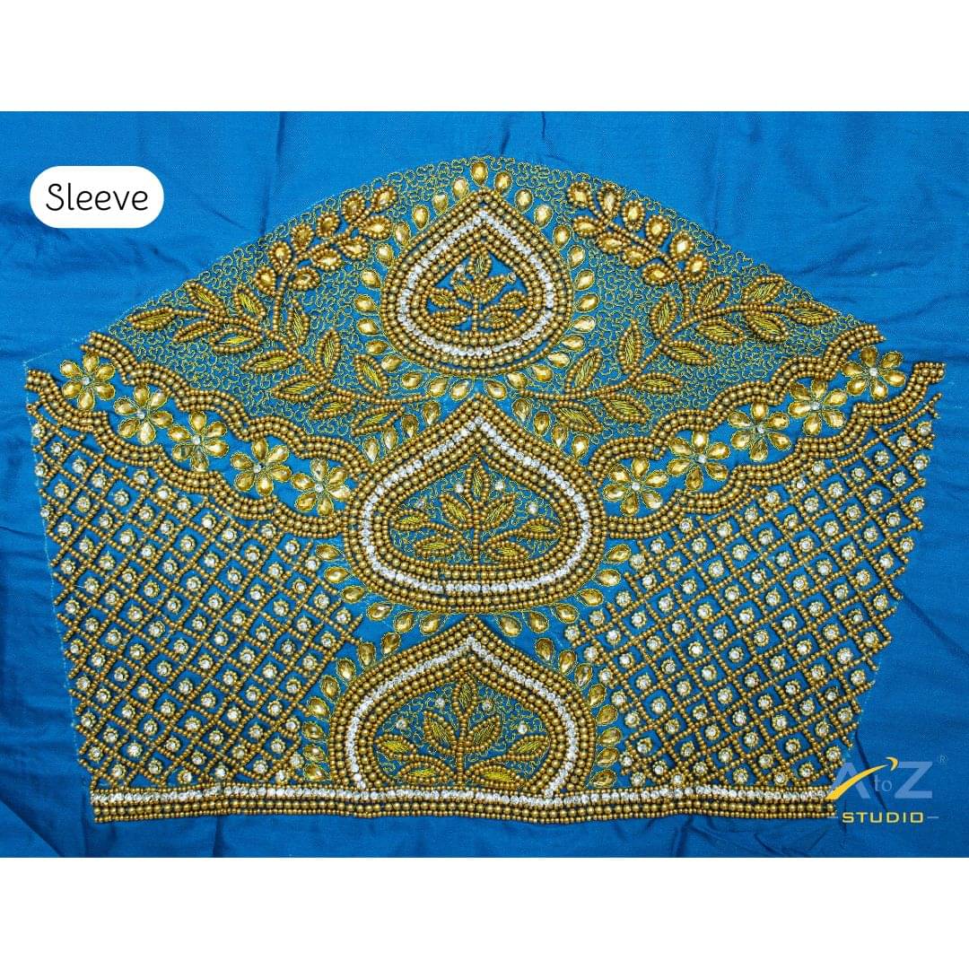     			A to Z Studio Silk Blend Unstitched Round Neck Women's Blouse ( Blue )