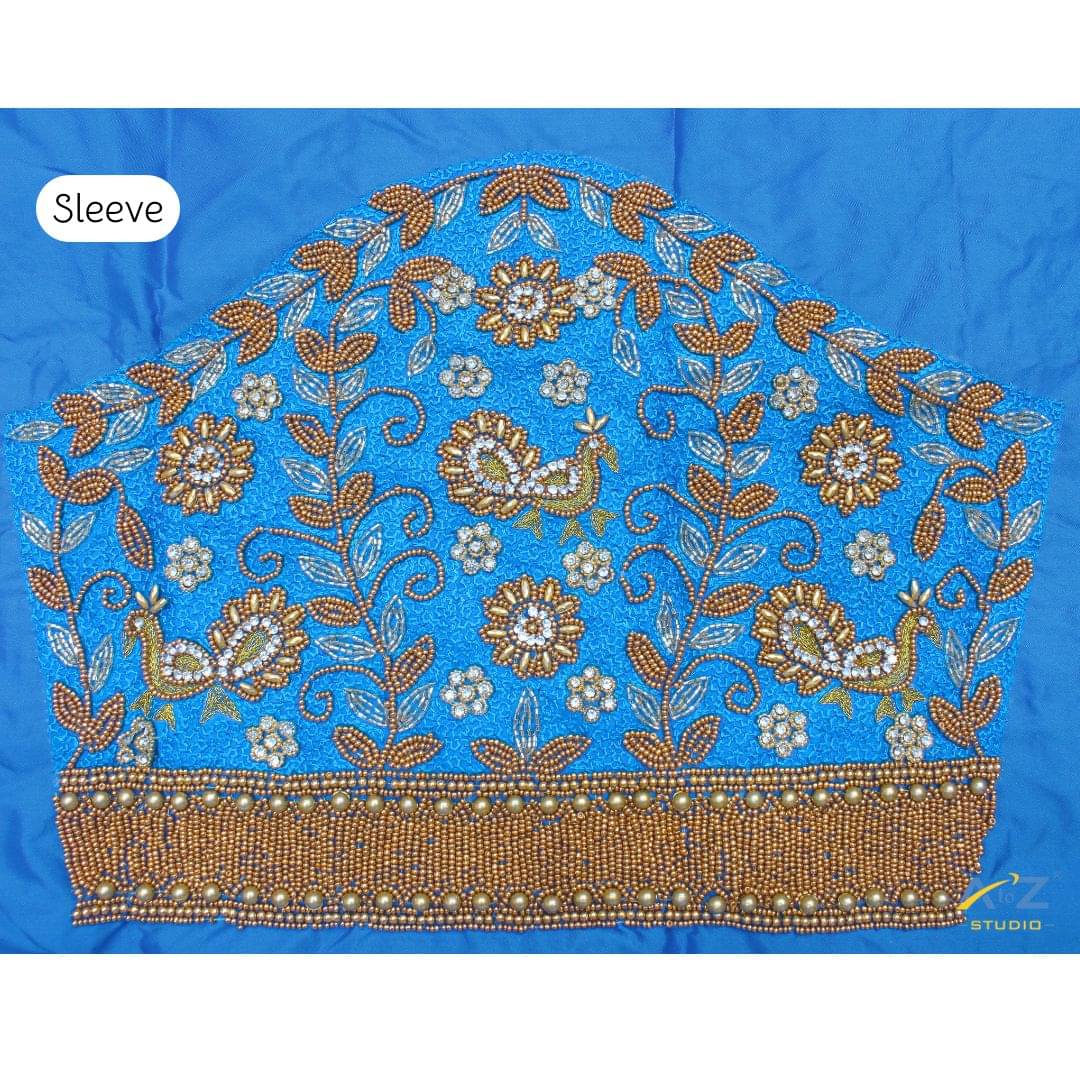     			A to Z Studio Silk Blend Unstitched Round Neck Women's Blouse ( Blue )