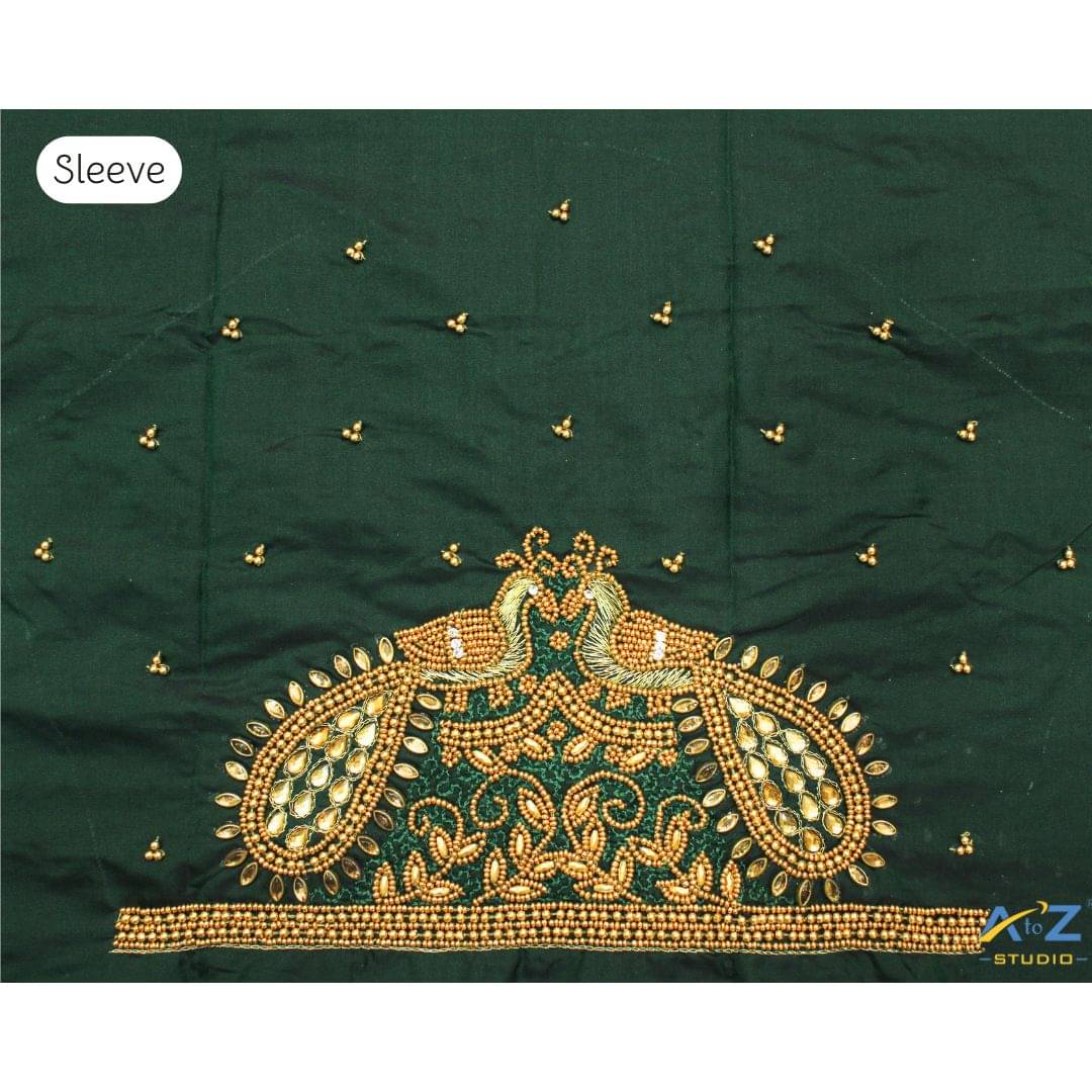     			A to Z Studio Silk Blend Unstitched Round Neck Women's Blouse ( Green )