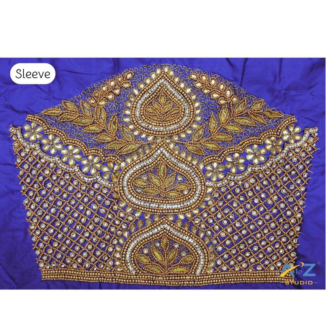     			A to Z Studio Silk Blend Unstitched Round Neck Women's Blouse ( Blue )