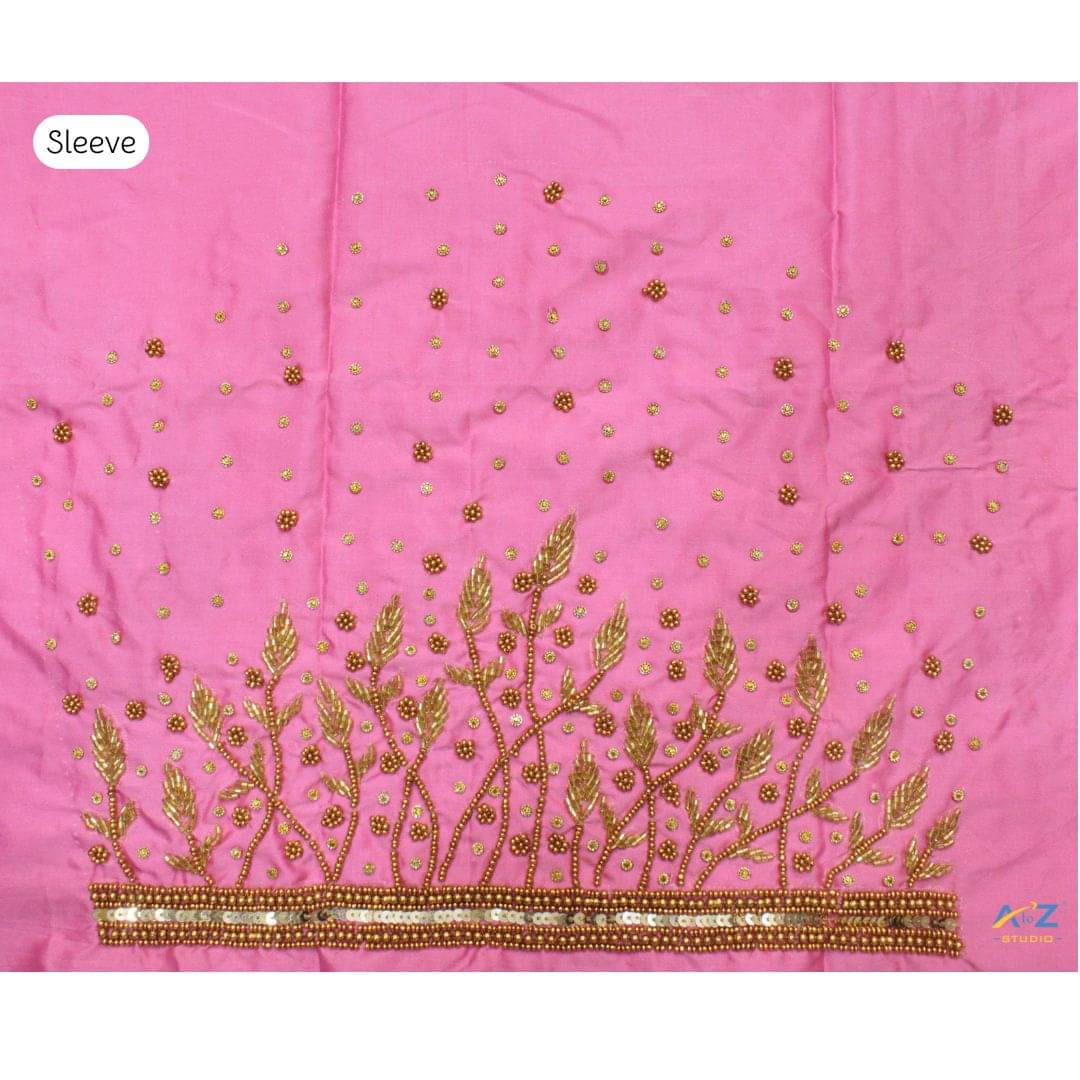     			A to Z Studio Silk Blend Unstitched Round Neck Women's Blouse ( Pink )
