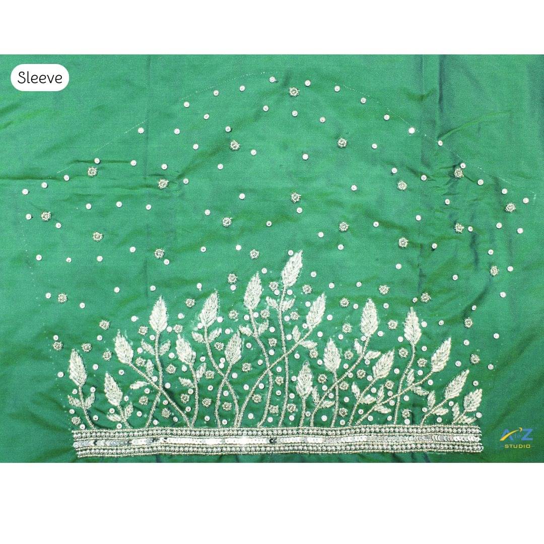    			A to Z Studio Silk Blend Unstitched Round Neck Women's Blouse ( Green )