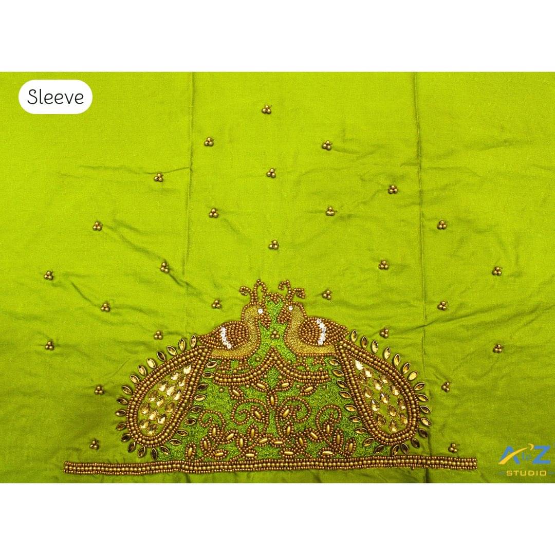     			A to Z Studio Silk Blend Unstitched Round Neck Women's Blouse ( Green )