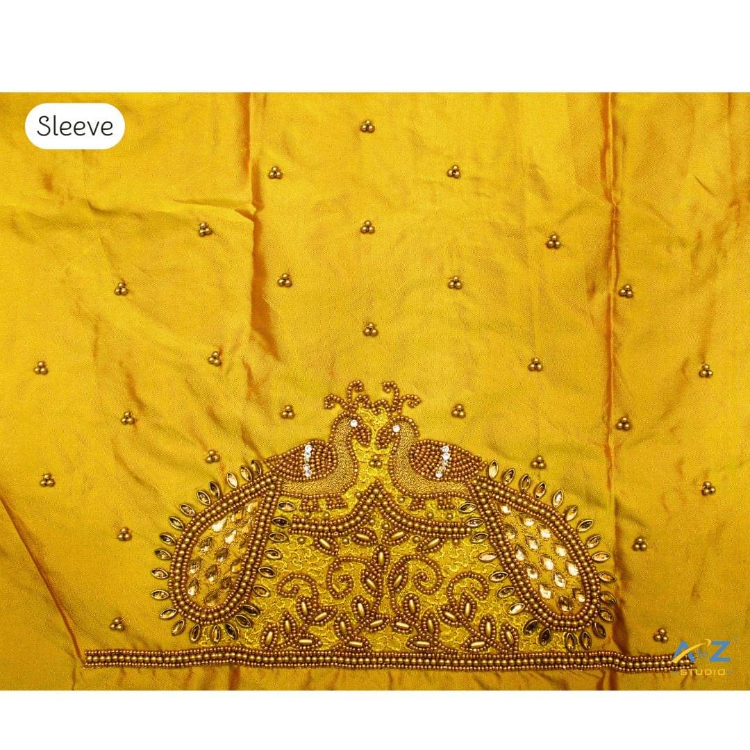     			A to Z Studio Silk Blend Unstitched Round Neck Women's Blouse ( Yellow )