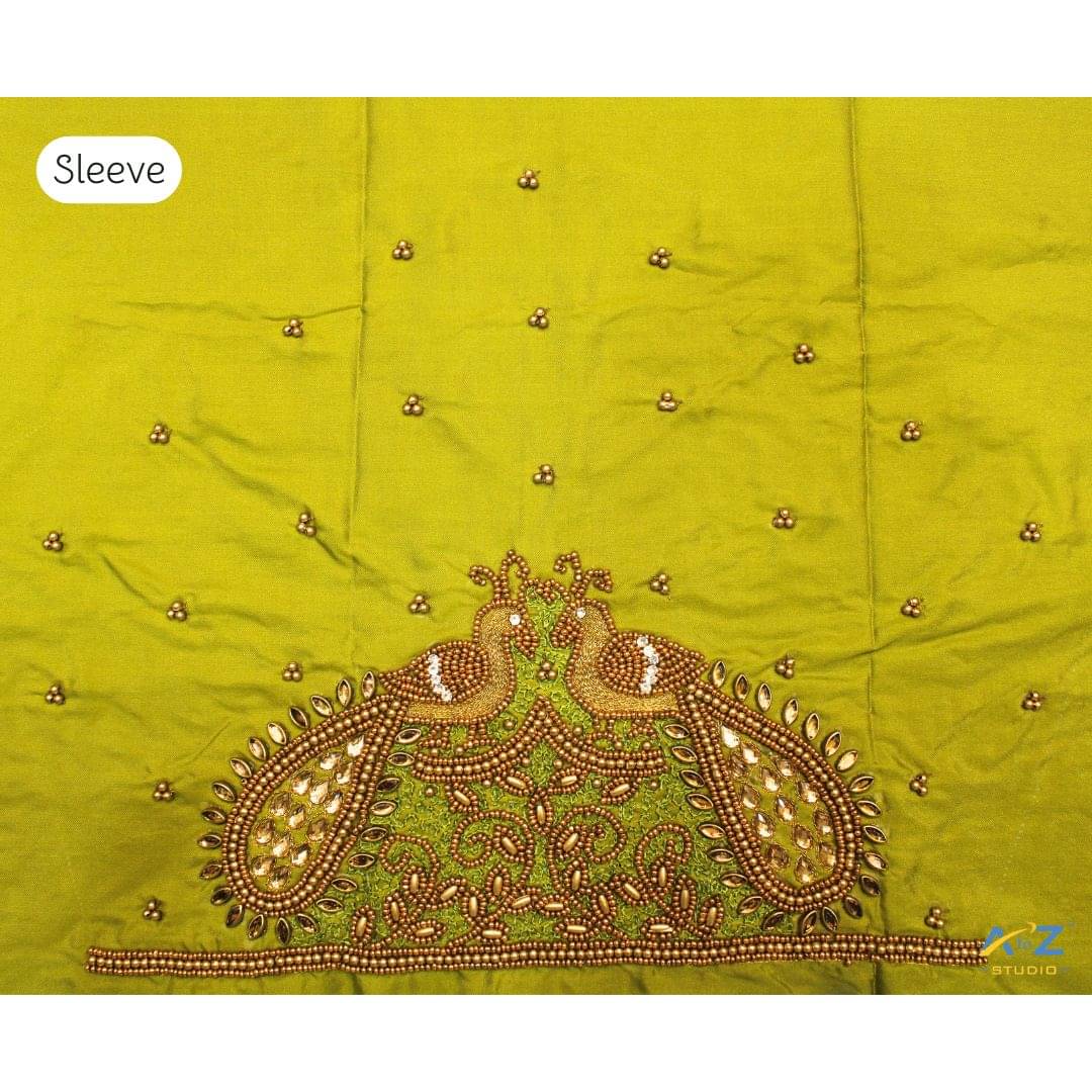     			A to Z Studio Silk Blend Unstitched Round Neck Women's Blouse ( Green )