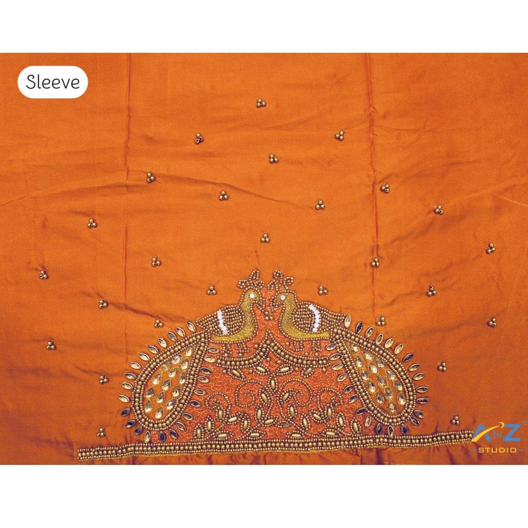     			A to Z Studio Silk Blend Unstitched Round Neck Women's Blouse ( Orange )