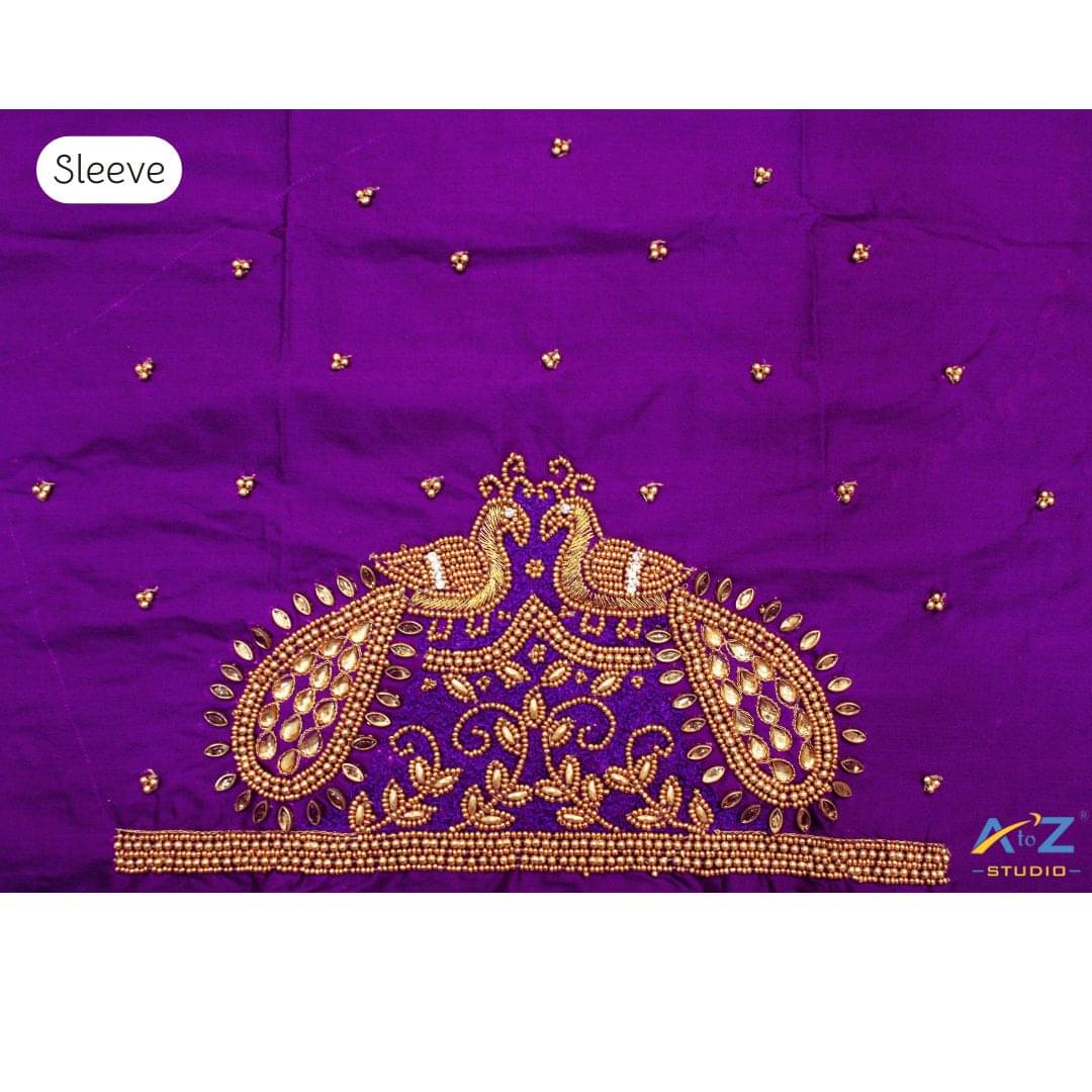     			A to Z Studio Silk Blend Unstitched Round Neck Women's Blouse ( Purple )