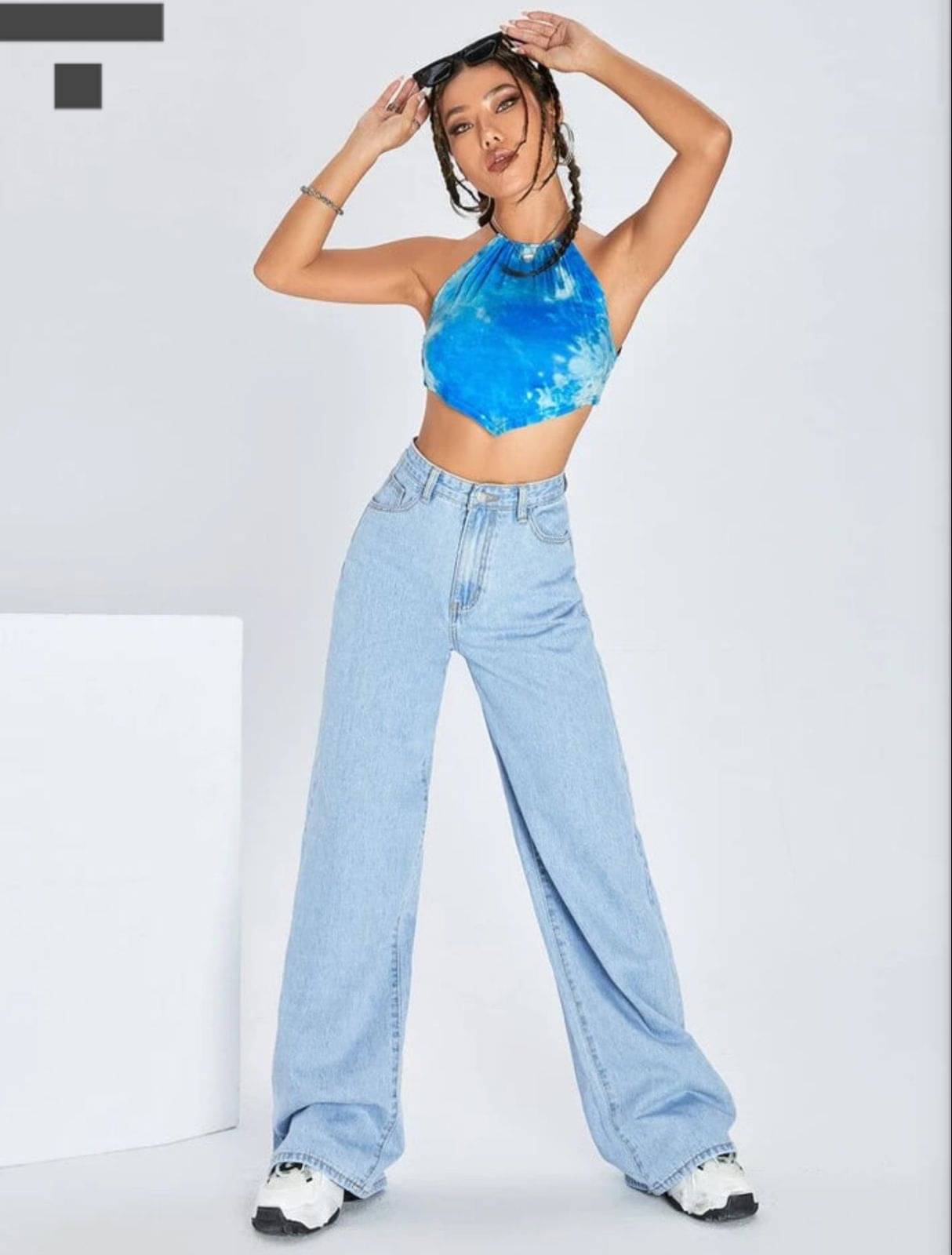     			AD Fashion Women's Baggy Fit High-Rise Jeans ( Blue )