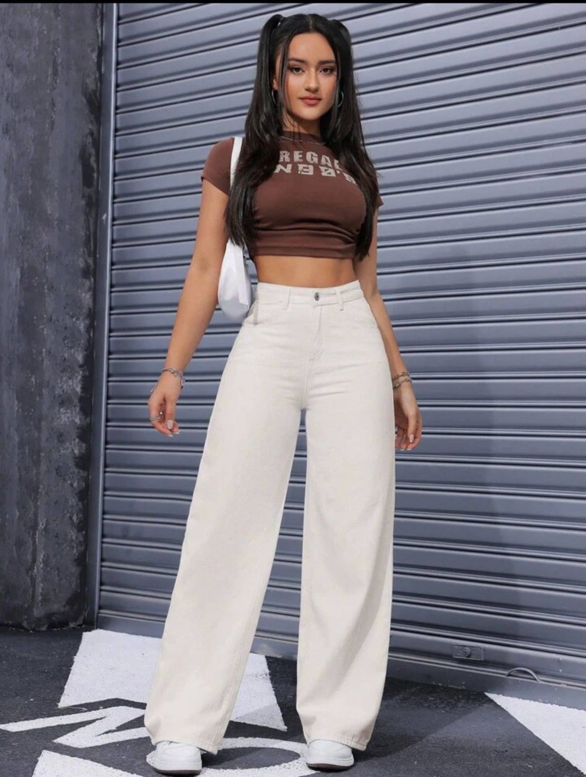     			AD Fashion Women's Baggy Fit High-Rise Jeans ( Cream )