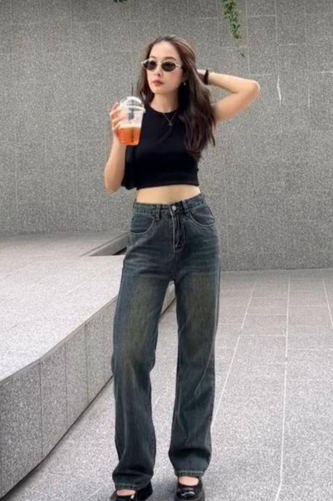     			AD Fashion Women's Baggy Fit High-Rise Jeans ( Dark Blue )