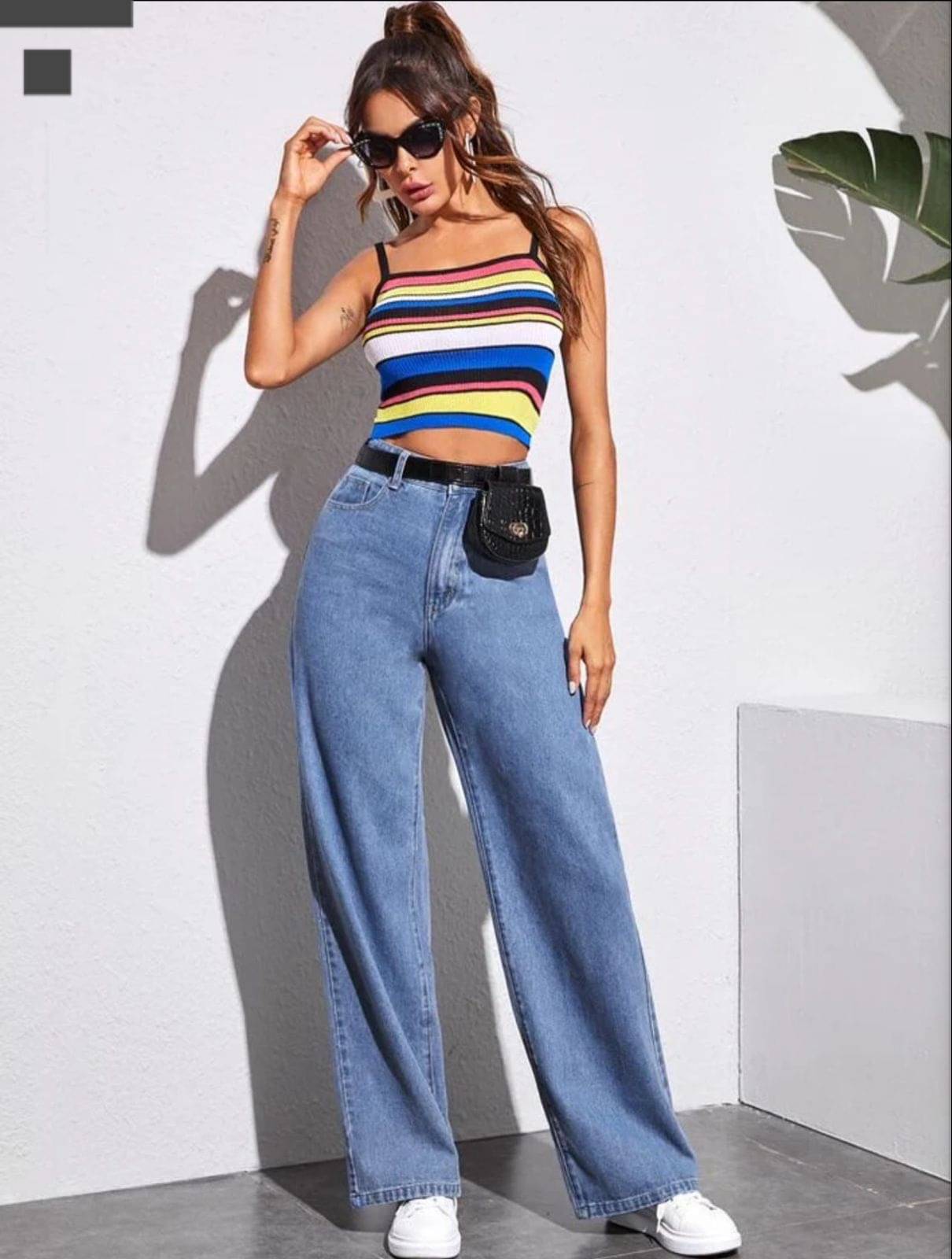     			AD Fashion Women's Baggy Fit High-Rise Jeans ( Blue )