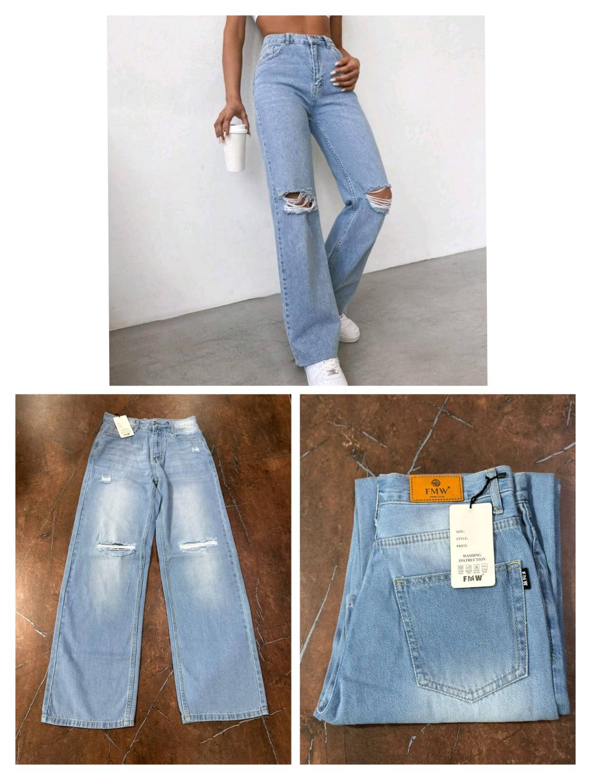     			AD Fashion Women's Baggy Fit High-Rise Jeans ( Blue )