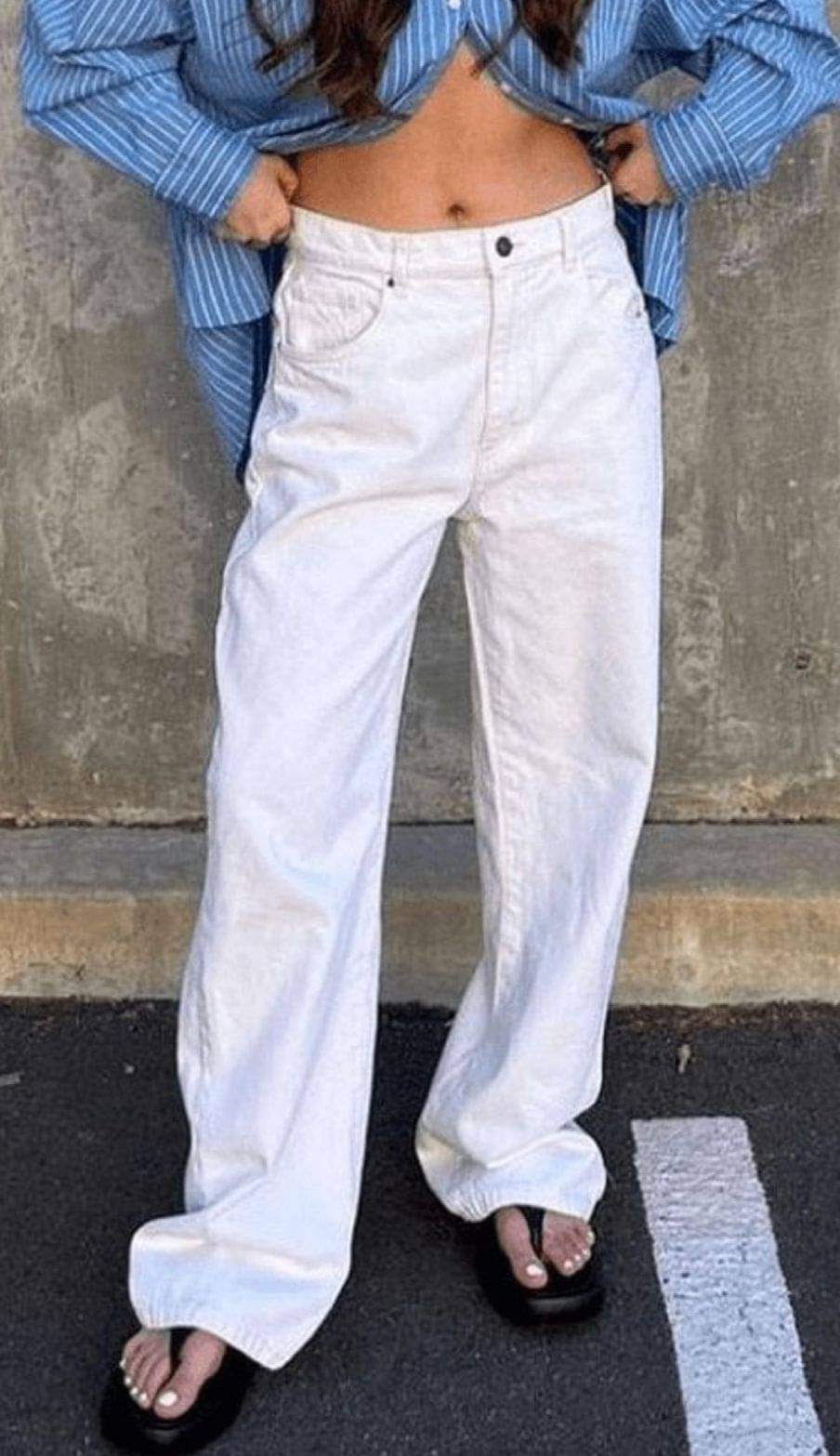     			AD Fashion Women's Relaxed Fit High-Rise Jeans ( White )