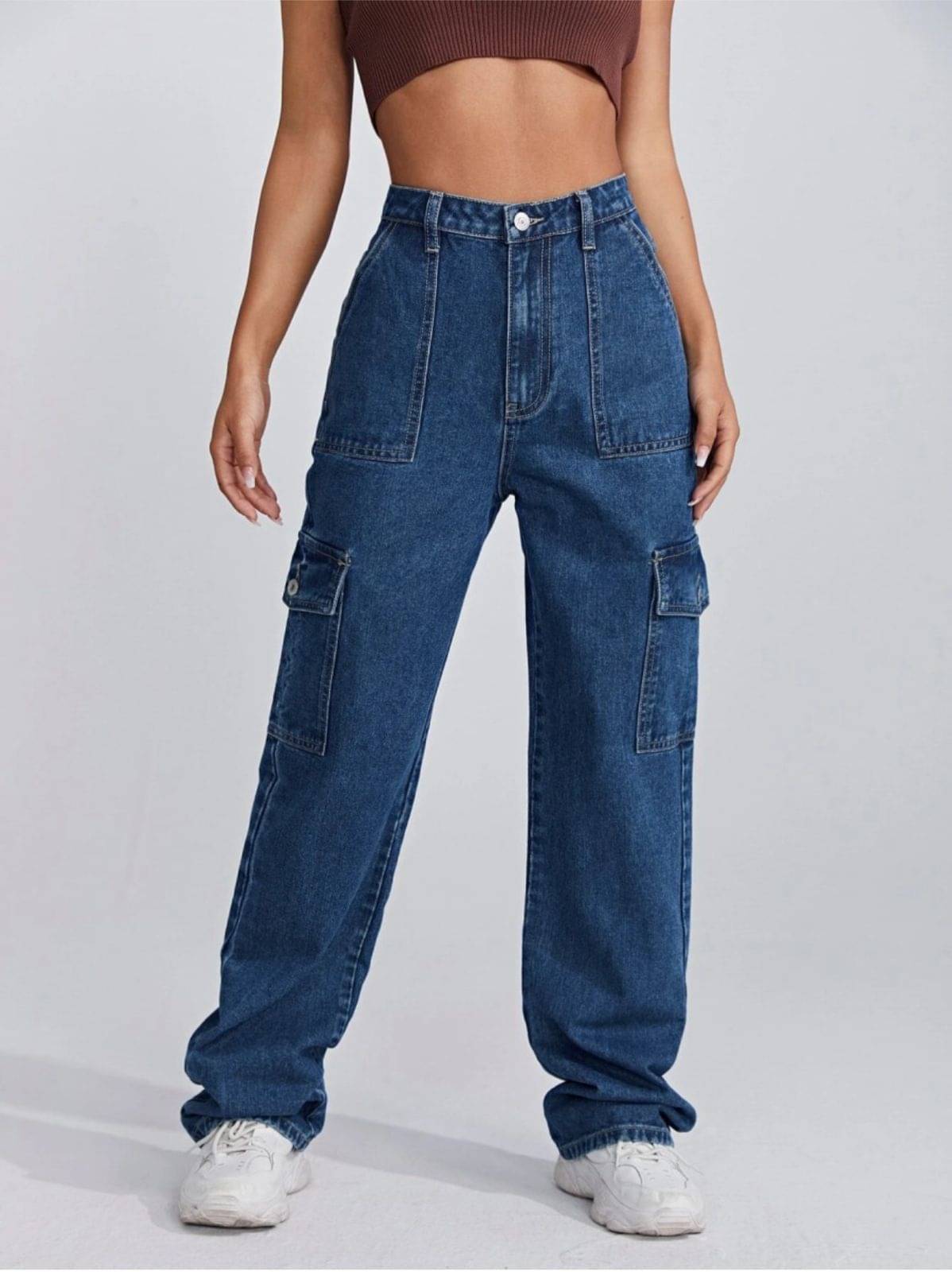     			AD Fashion Women's Relaxed Fit High-Rise Jeans ( Dark Blue )