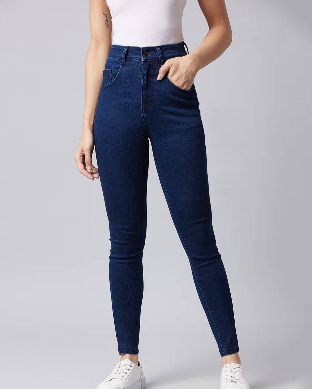     			AD Fashion Women's Skinny Fit High-Rise Jeans ( Dark Blue )