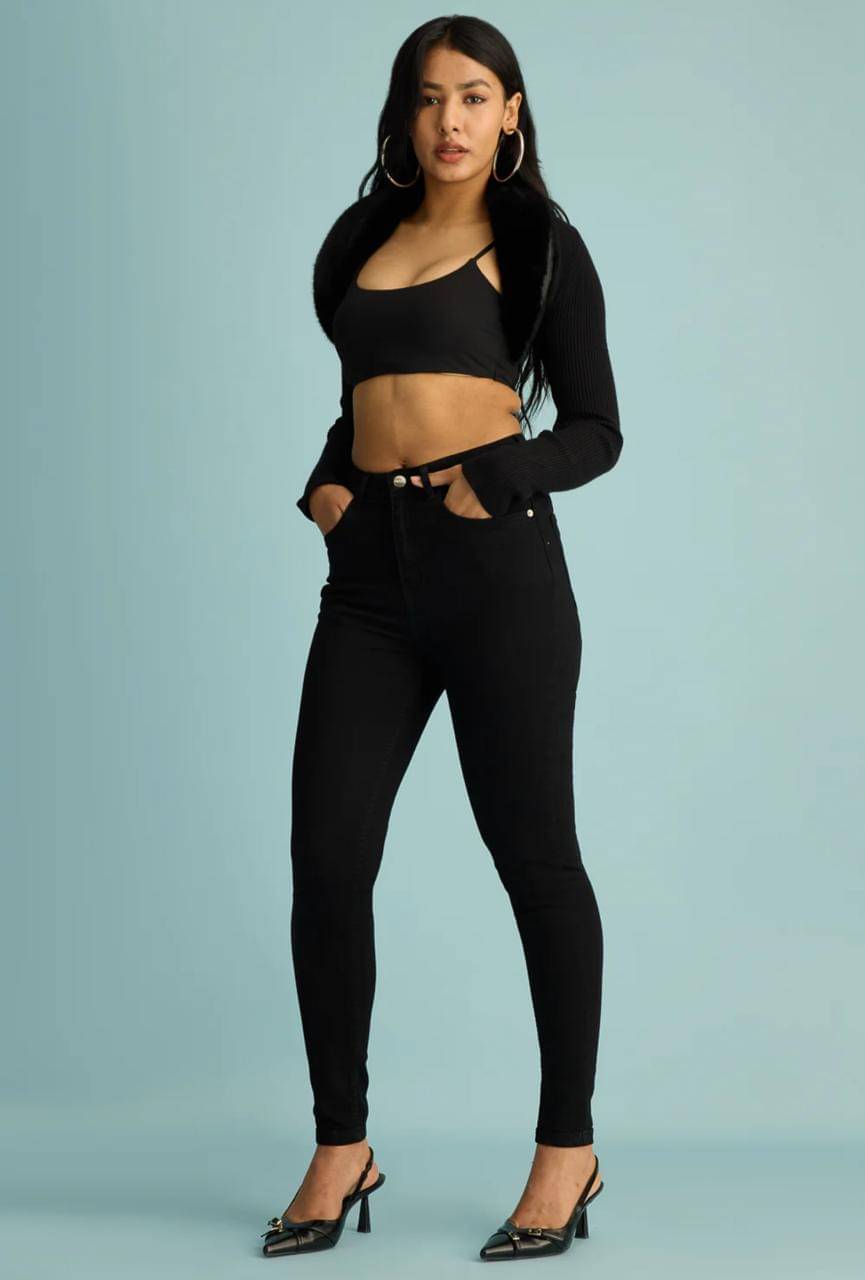     			AD Fashion Women's Skinny Fit High-Rise Jeans ( Black )