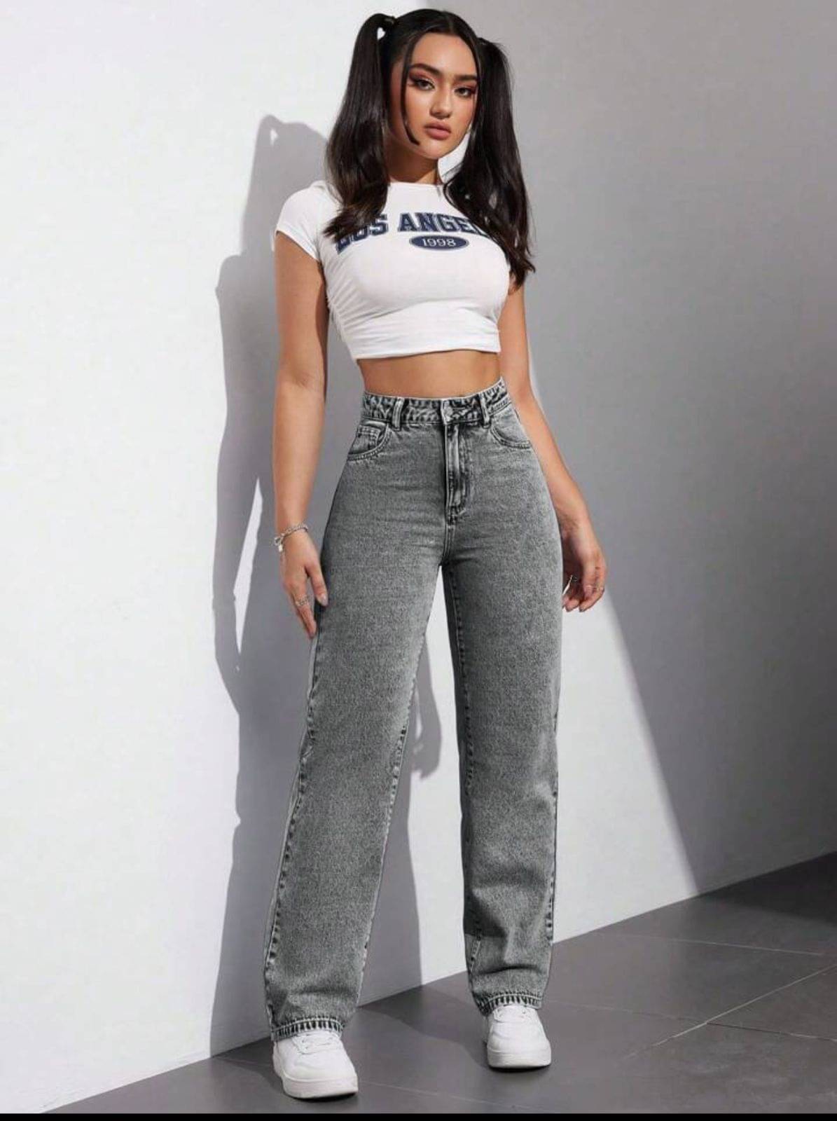     			AD Fashion Women's Straight Fit High-Rise Jeans ( Grey )