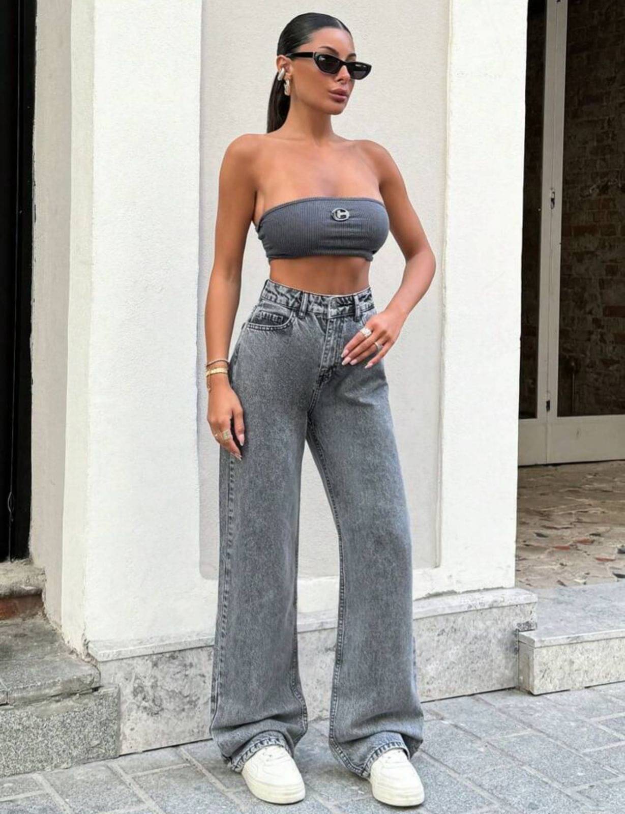     			AD Fashion Women's Straight Fit High-Rise Jeans ( Grey )