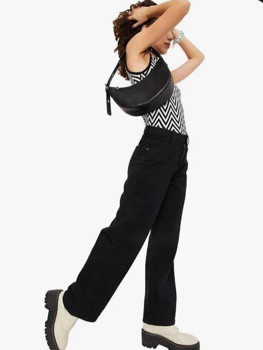     			AD Fashion Women's Straight Fit High-Rise Jeans ( Black )