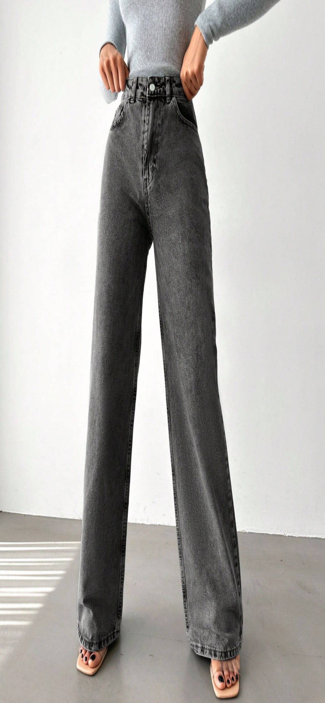     			AD Fashion Women's Straight Fit High-Rise Jeans ( Dark Grey )