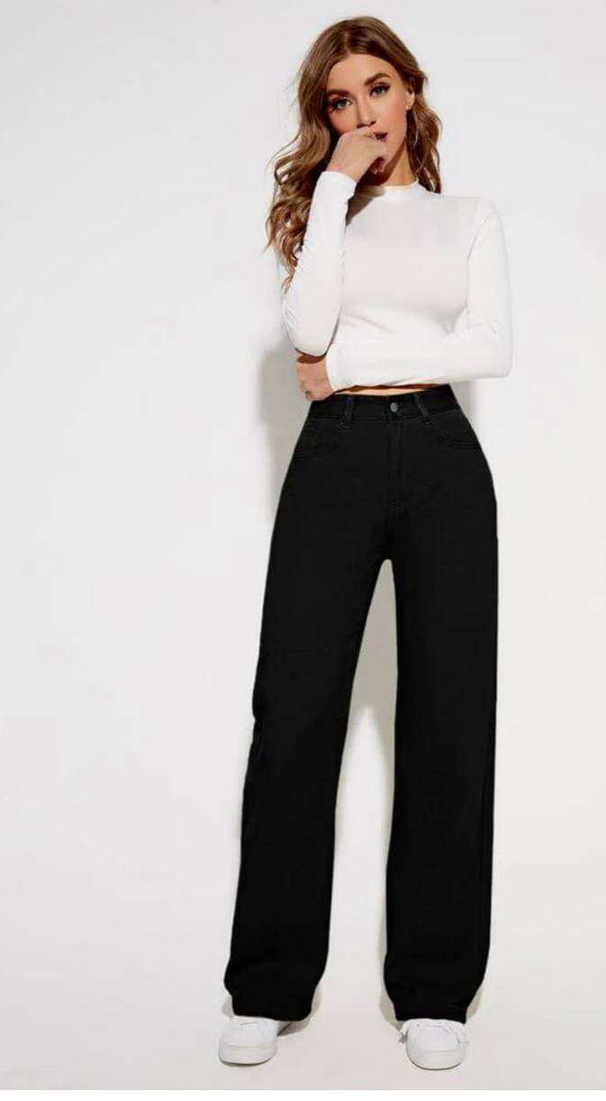     			AD Fashion Women's Straight Fit High-Rise Jeans ( Black )