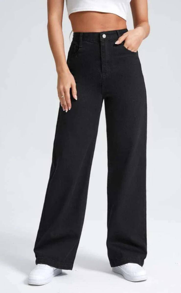    			AD Fashion Women's Straight Fit High-Rise Jeans ( Black )