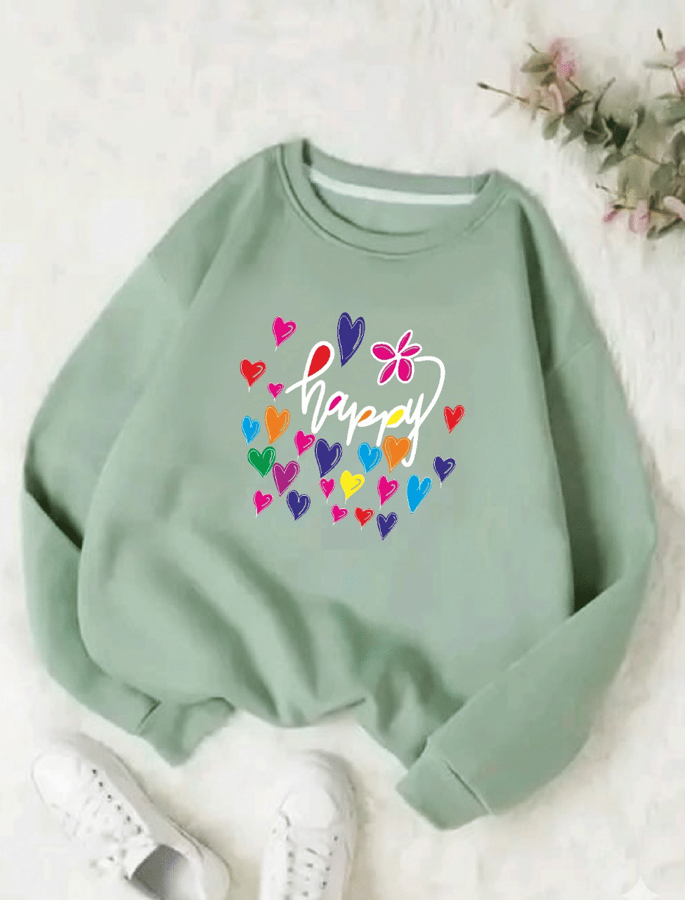     			APEXY Pack of 1 Girls Fleece Sweatshirt ( Apple Green )