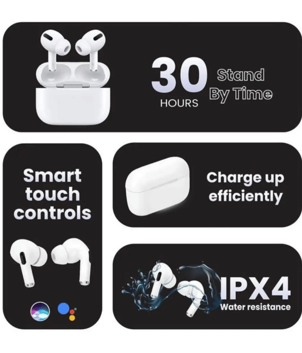     			Airbuds 16 Hr Bluetooth True Wireless Earbuds In Ear Bluetooth Headphone Powerfull Bass TWS White