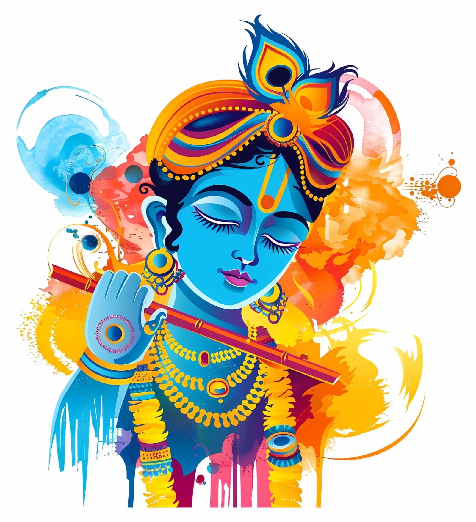     			Artistic Lord Krishna Playing Flute 18x18 Inches PVC Wall Sticker