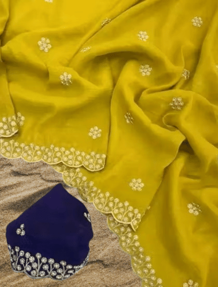     			BBV COUTURE Asaam Silk Embroidered Banarasi saree With Unstitched Blouse Piece ( Yellow )