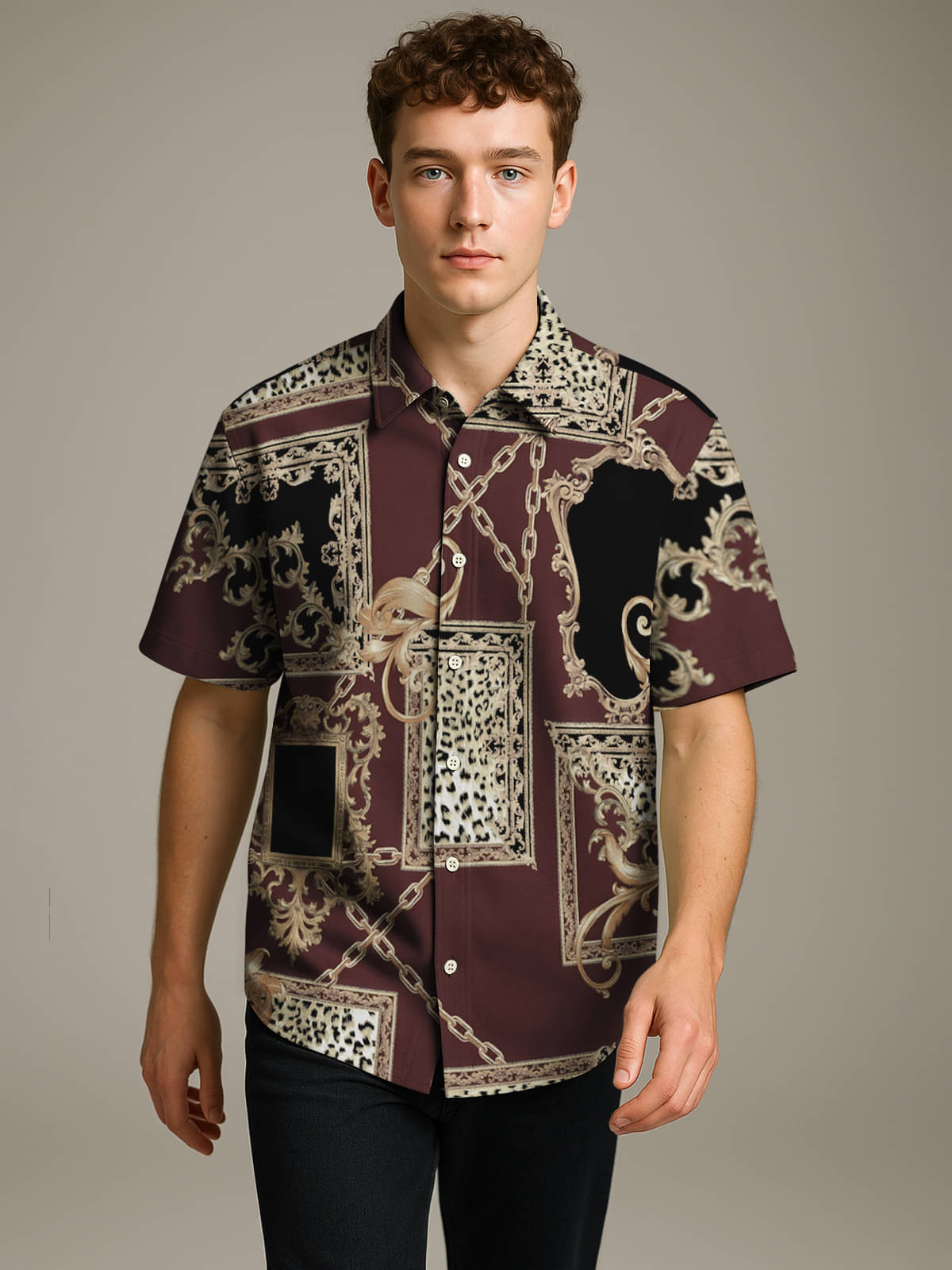     			BULLMER Cotton Blend Regular Fit Printed Half Sleeves Men's Casual Shirt - Brown ( Pack of 1 )