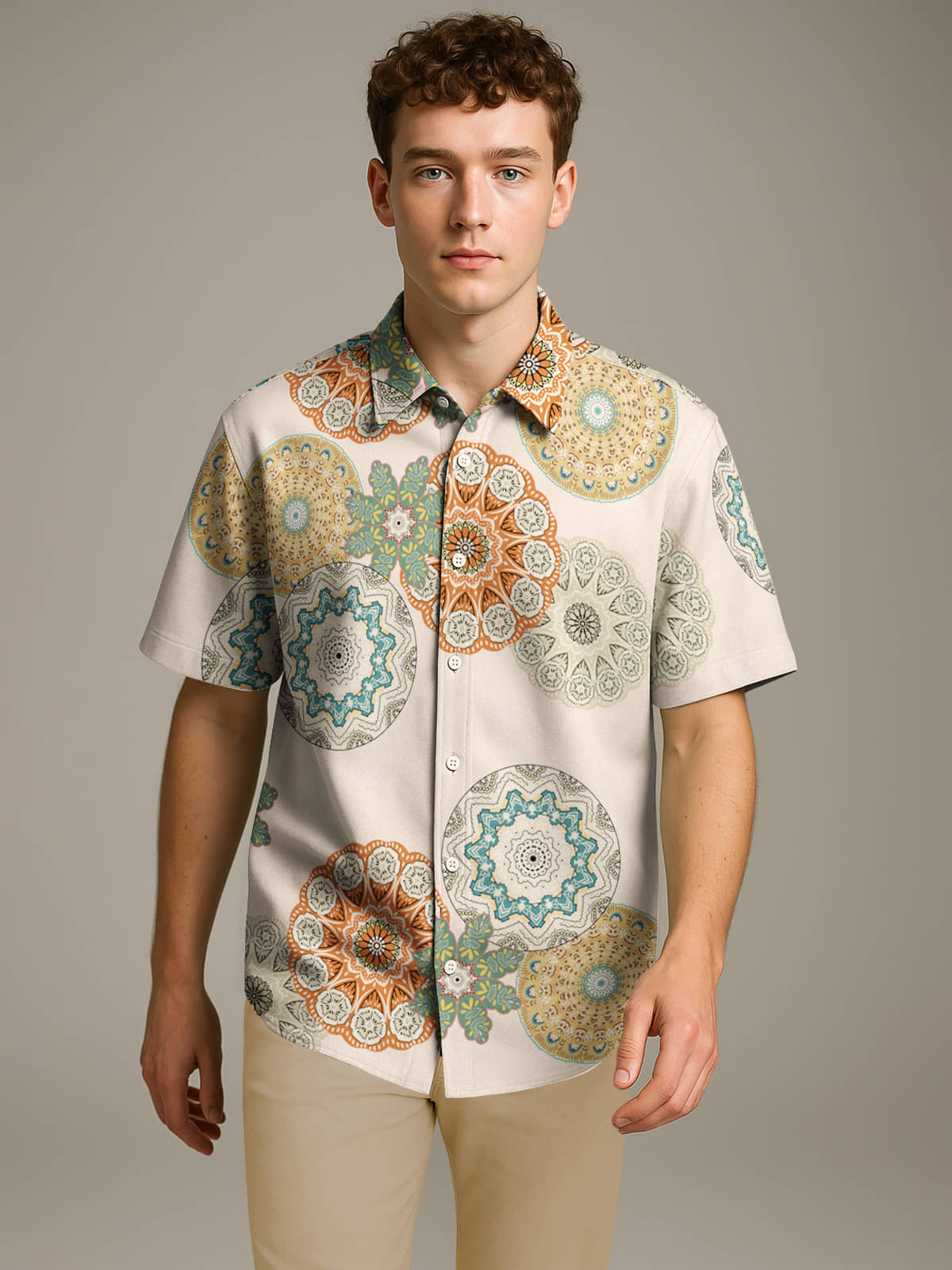 BULLMER Trendy Regular Fit Cotton Blend Printed Casual Half Sleeve Shirt for Men | Stylish Mens Casual Shirts | Shirts for Men_Green2