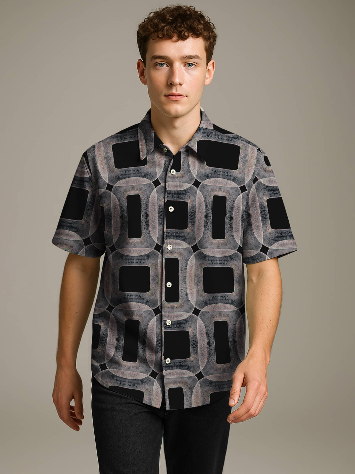     			BULLMER Cotton Blend Regular Fit Printed Half Sleeves Men's Casual Shirt - Black ( Pack of 1 )
