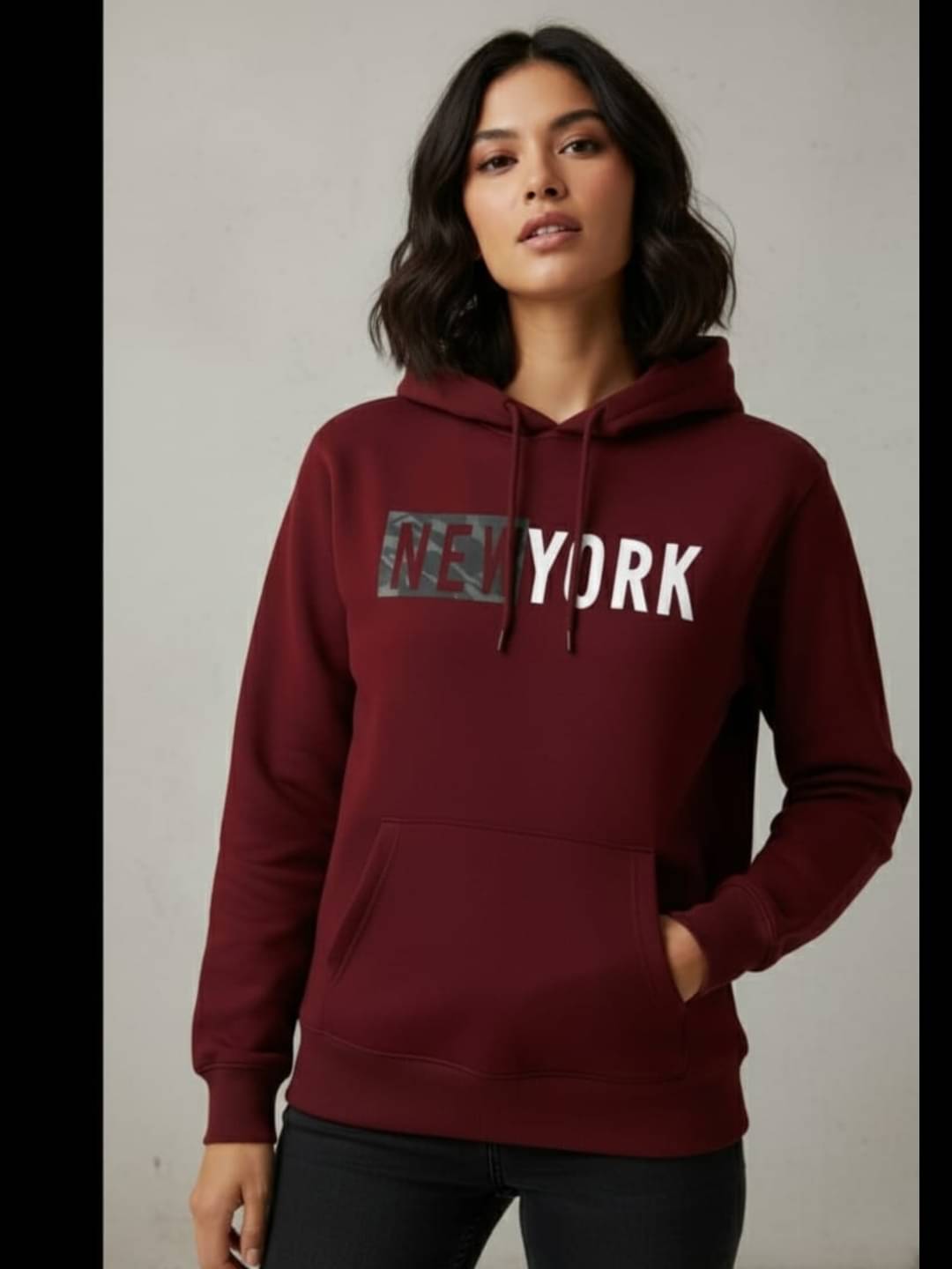     			CALOYA Women Fleece Hooded Sweatshirt ( Maroon )