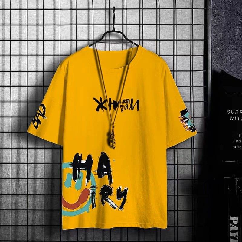     			CONWAY Men Cotton Blend Regular Fit Printed T-Shirt ( Yellow )