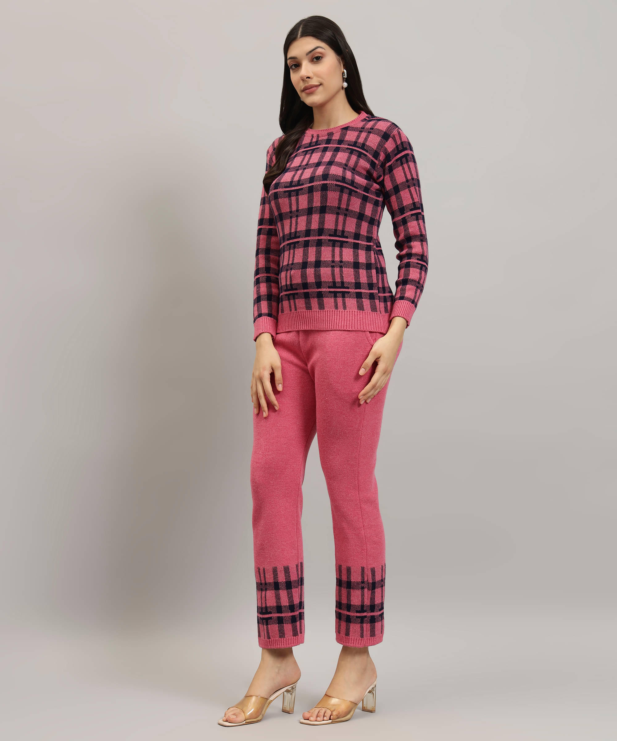     			Canblar Women Colorblock Top With Palazzos Co-Ord Set ( Pink )