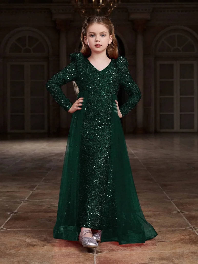     			Charvi Viscose Gown For Girls ( Pack of 1 , Green )