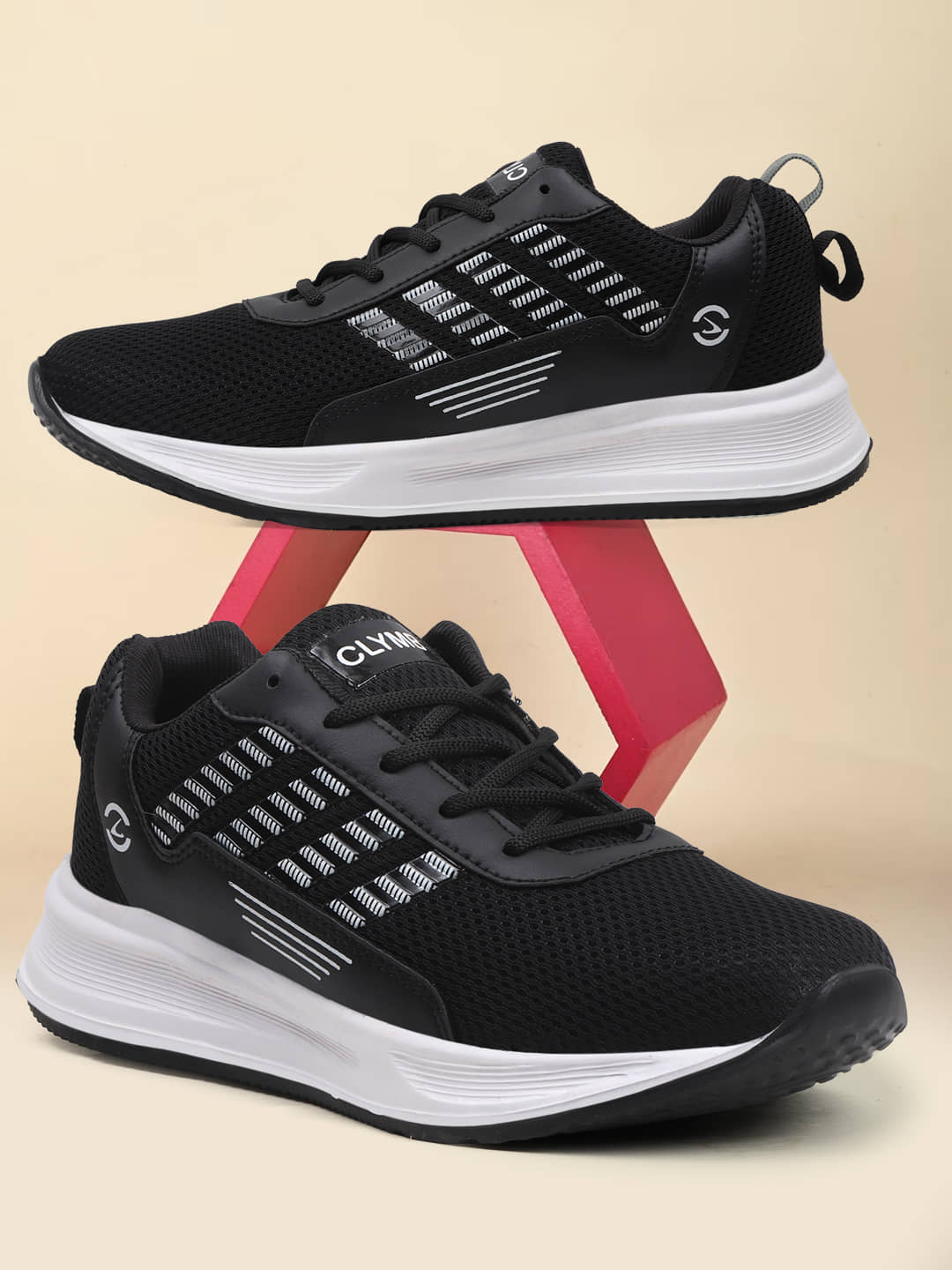 Clymb MOOVON Black Black Men's Sports Running Shoes - Sports Shoes | Buy online on ZillyBuy